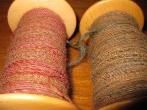 Bobbins of marled yarn